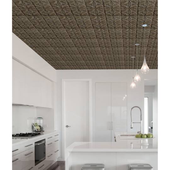 InHome Camden Antique Bronze Tin Peel & Stick Backsplash Tiles